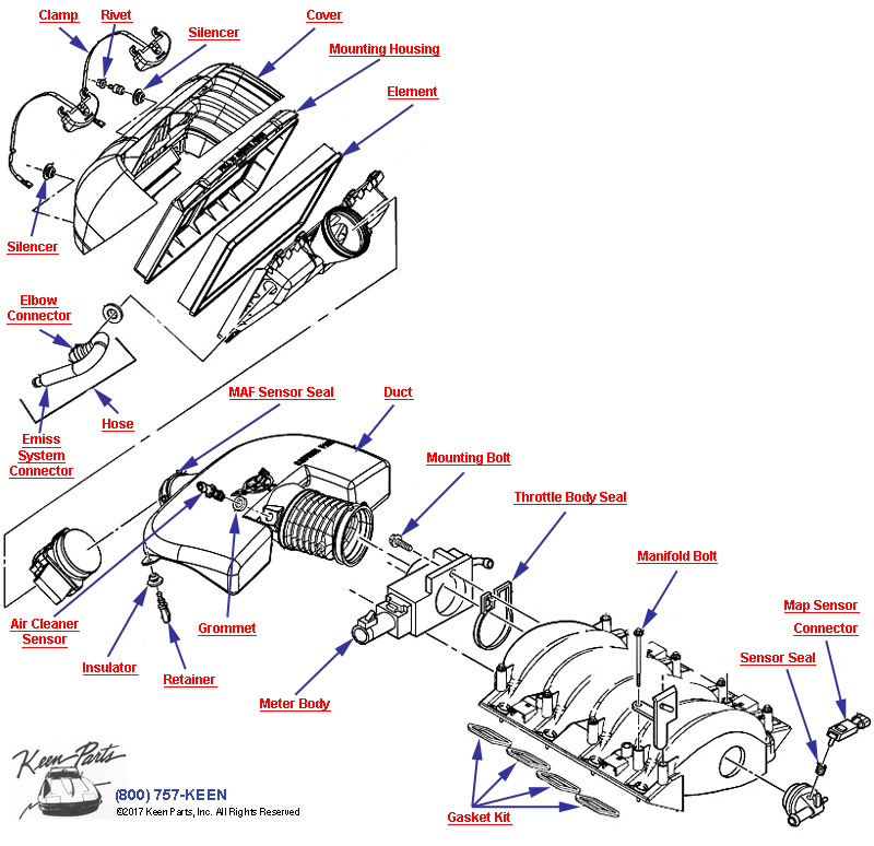 Air Cleaner Diagram for a 2002 Corvette