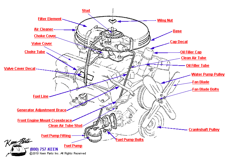 Non-FI Air Cleaner Diagram for a 1953 Corvette