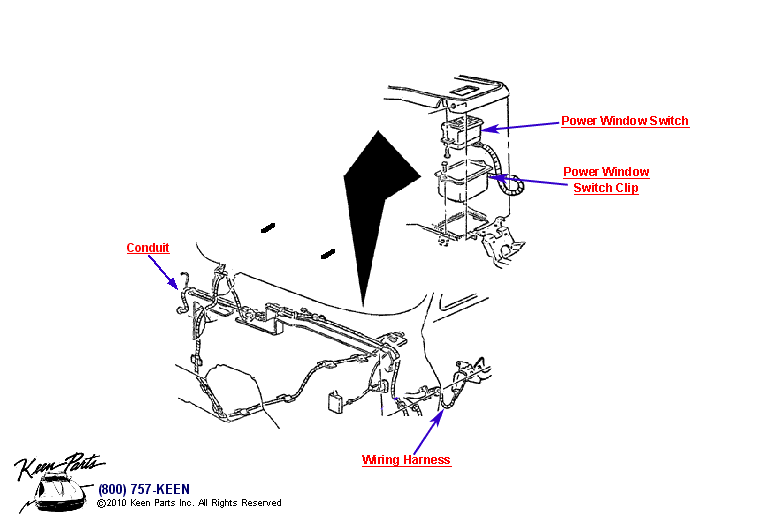 Power Window Wiring Diagram for a 1963 Corvette