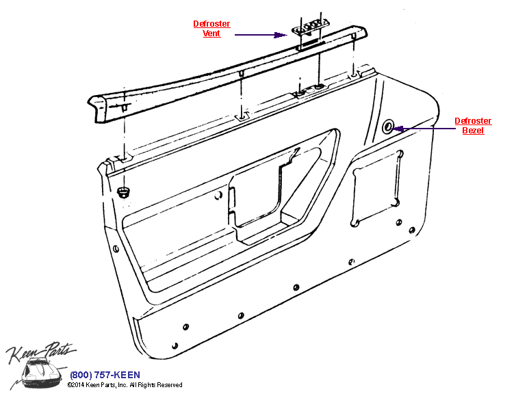 Door Defrost Vents Diagram for a 2003 Corvette