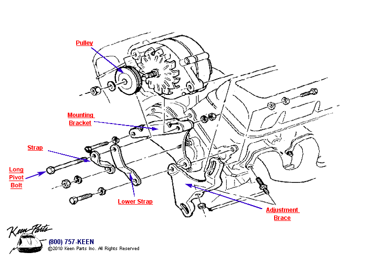 Big Block Alternator (with Power Steering) Diagram for a 1982 Corvette
