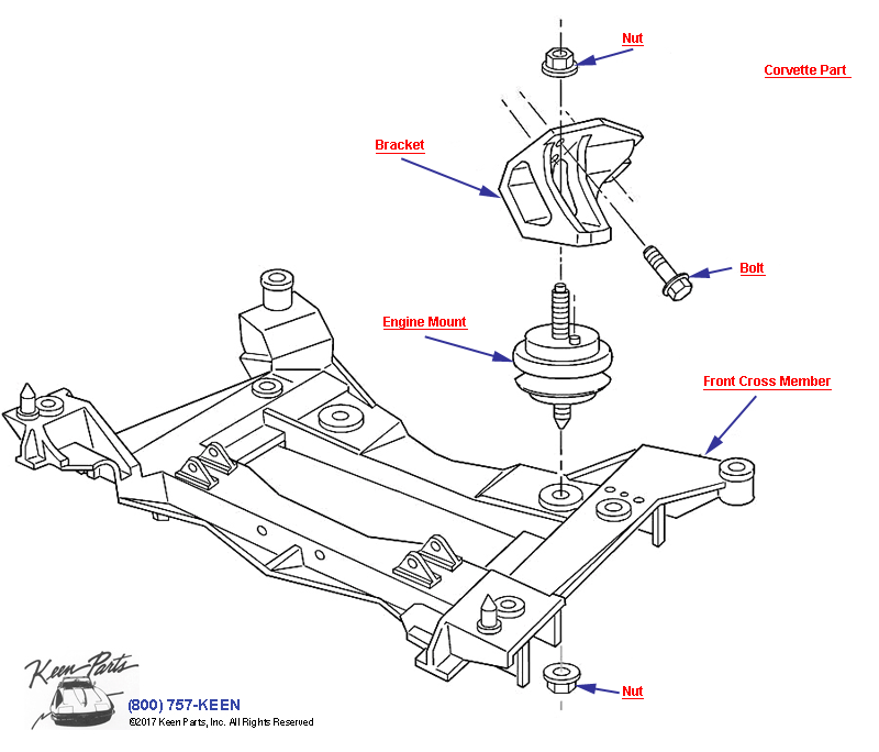 Engine Mounting Diagram for a 1972 Corvette