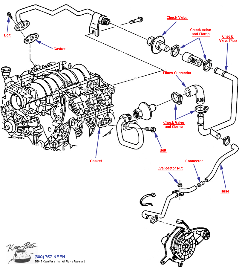 AIR Pump- Hoses &amp; Pipes Diagram for a 1958 Corvette