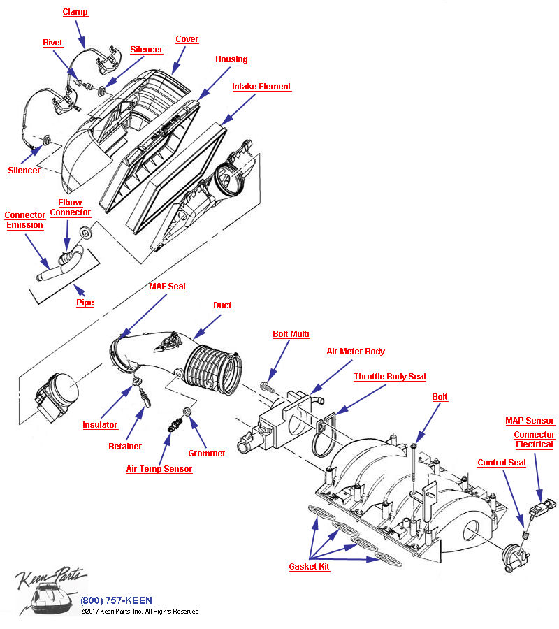 Air Intake System- M30 &amp; MM6 Not B4H Diagram for a 1955 Corvette
