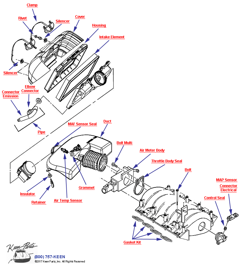 Air Intake System- Export, MM6 &amp; B4H Diagram for a 1981 Corvette