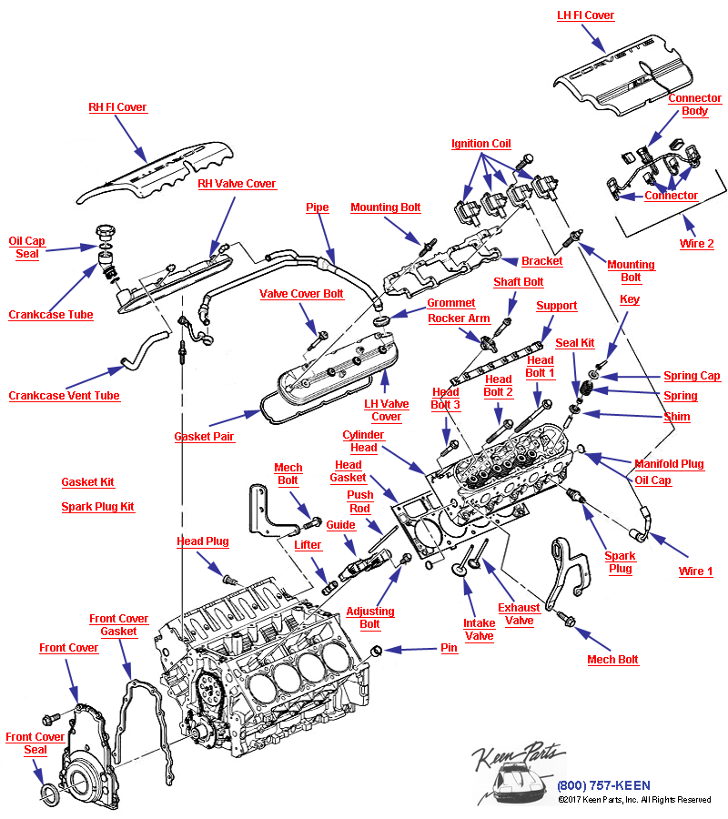 LS1 Cylinder Head - Pt. 2 Diagram for All Corvette Years