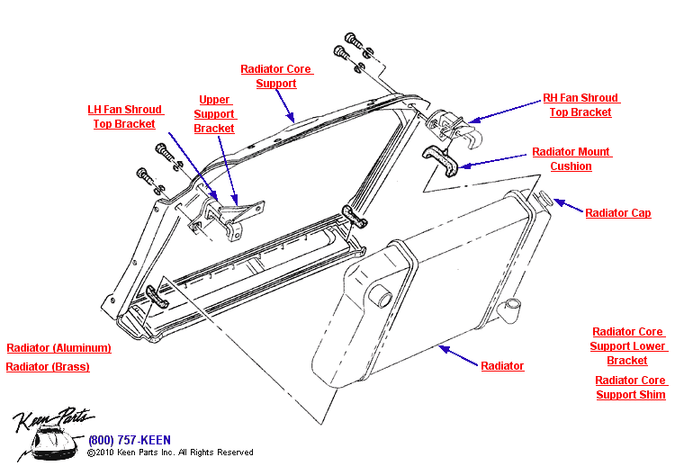Radiator &amp; Core Support Diagram for a 2014 Corvette