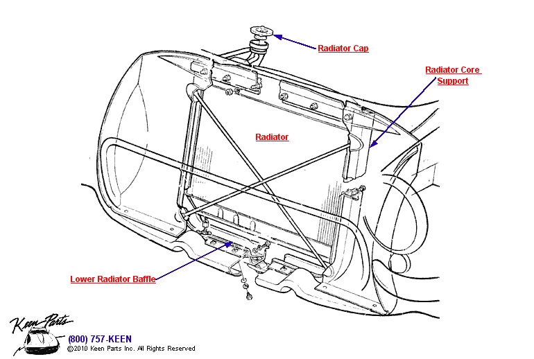 Radiator &amp; Core Support Diagram for a 2010 Corvette