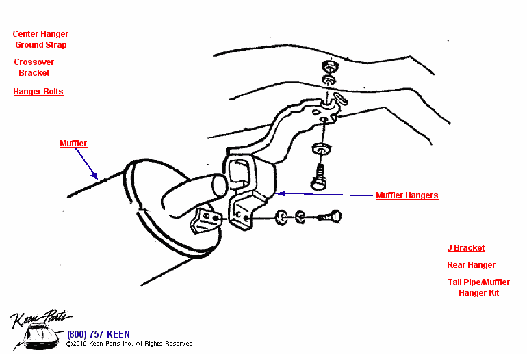 Muffler Hangers Diagram for All Corvette Years