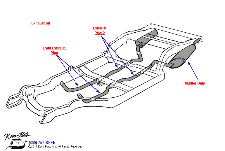Exhaust Kit &amp; Mufflers Diagram for a 1985 Corvette