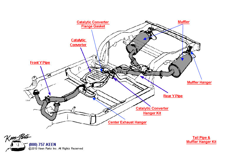 Rear Y Pipe &amp; Muffler Diagram for a 1996 Corvette