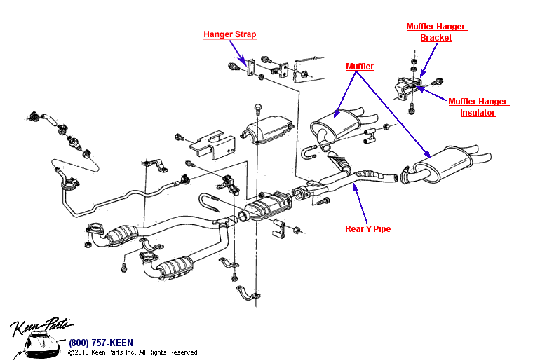 Exhaust System Diagram for a 1987 Corvette