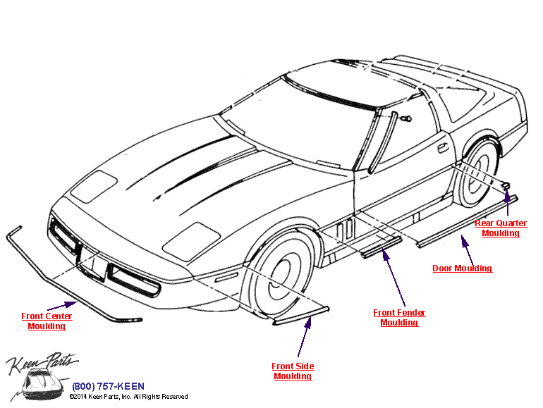 Body Mouldings Diagram for a 2007 Corvette