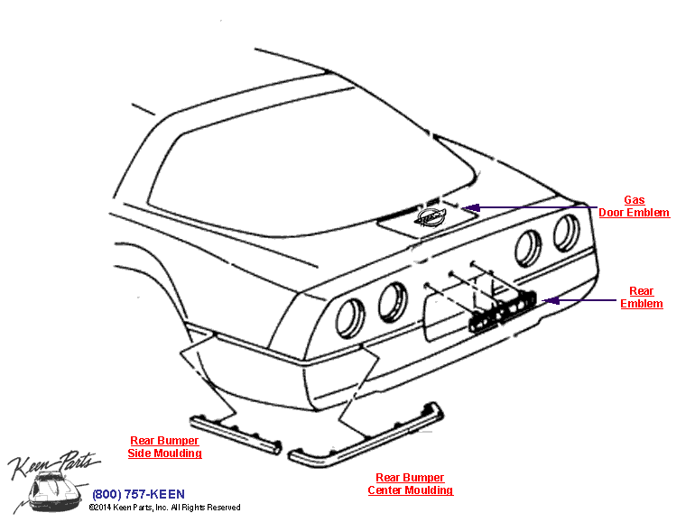 Rear Moulding &amp; Trim Diagram for a 1984 Corvette