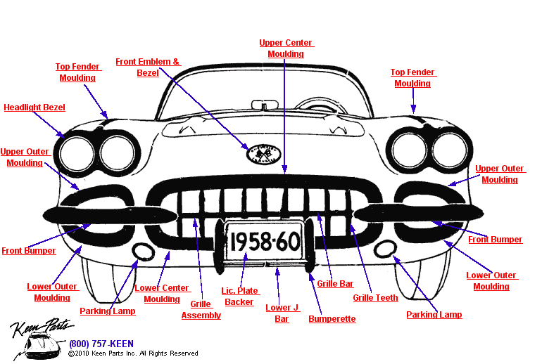 Front Trim Diagram for a 2011 Corvette