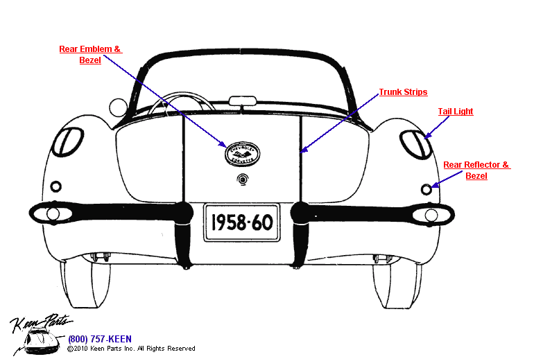 Rear Mouldings Diagram for All Corvette Years