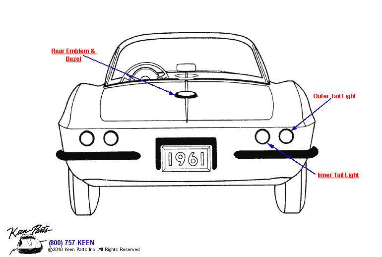 Rear Mouldings Diagram for a 1962 Corvette