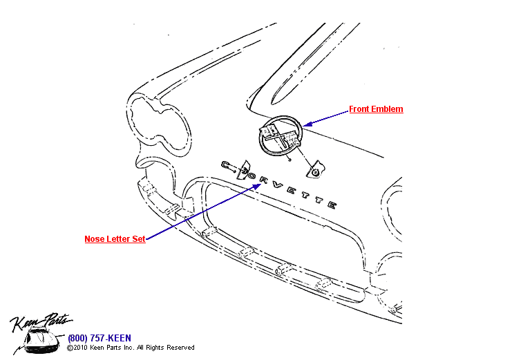 Front Emblems Diagram for a 1962 Corvette