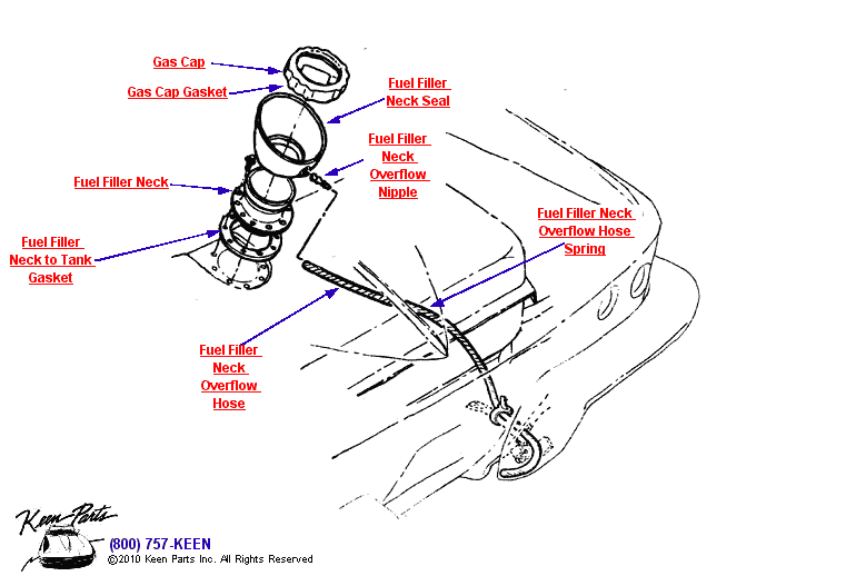 Fuel Filler Neck Assembly Diagram for a 2014 Corvette