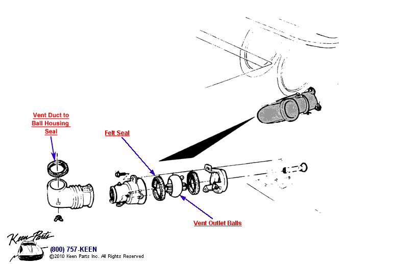 Interior Air Outlet Diagram for a 1975 Corvette