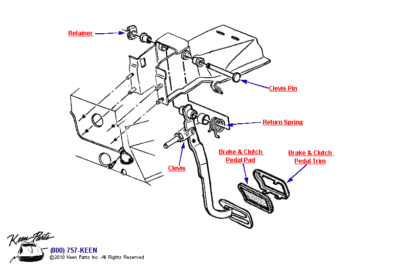 Brake Pedal Diagram for All Corvette Years