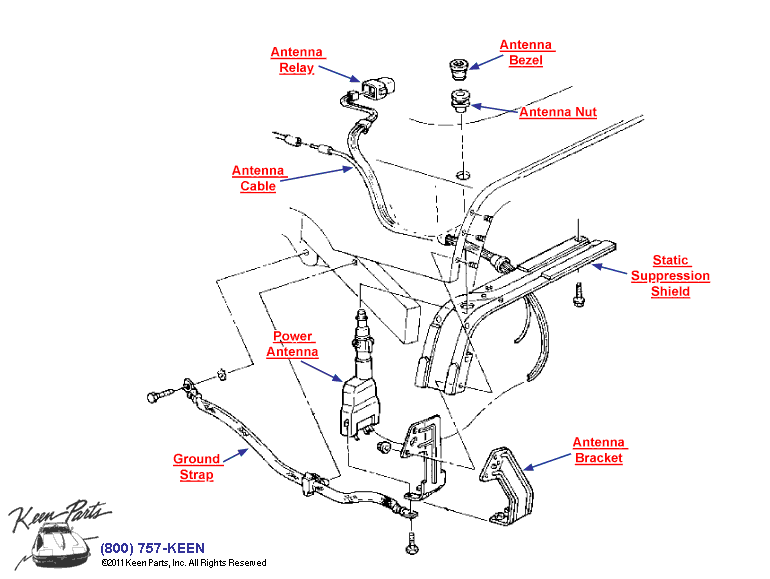 Power Antenna Diagram for a 1999 Corvette