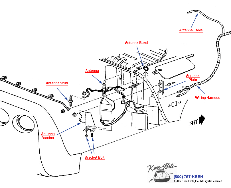 Convertible Antenna Diagram for a 1962 Corvette