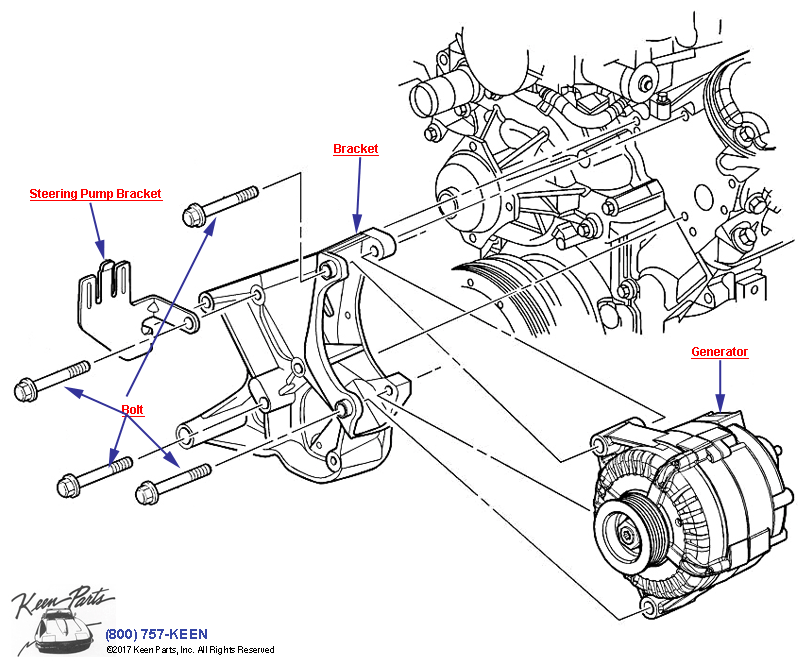 Generator Mounting Diagram for a 2020 Corvette