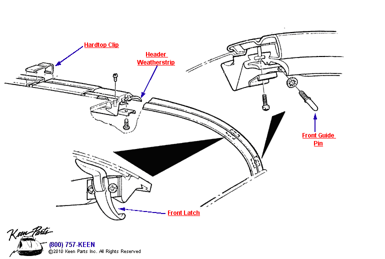 Hardtop Clips &amp; Latches Diagram for a 2008 Corvette