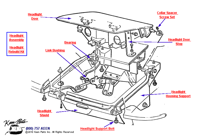 Headlight Housing &amp; Door Diagram for a 2017 Corvette