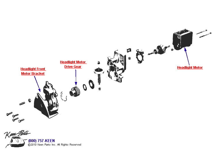 Headlight Motor Diagram for All Corvette Years