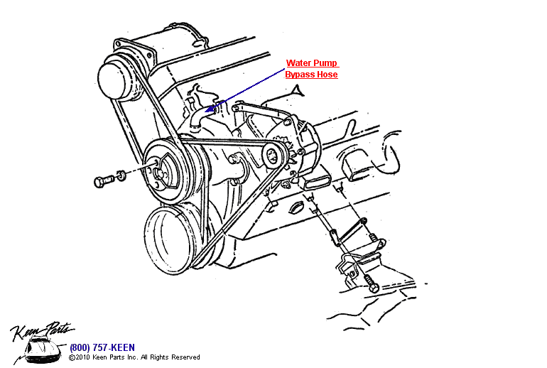 Water Pump Bypass Hose Diagram for a 1965 Corvette