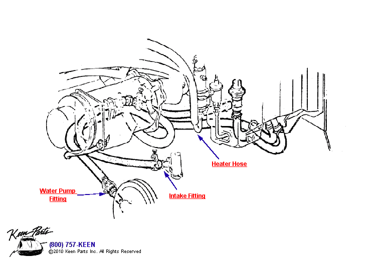 Heater Hoses (with AC) Diagram for a 2010 Corvette