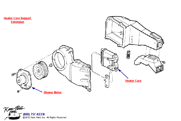 Heater Assembly Diagram for a 2010 Corvette