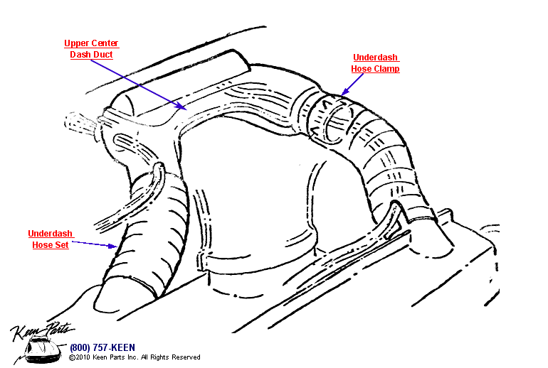 AC Center Outlet Hoses Diagram for a 1991 Corvette