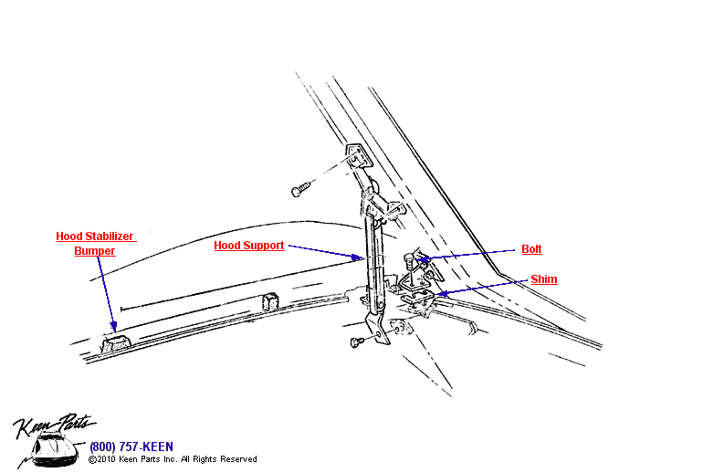 Hood Support &amp; Bumper Diagram for a 1989 Corvette