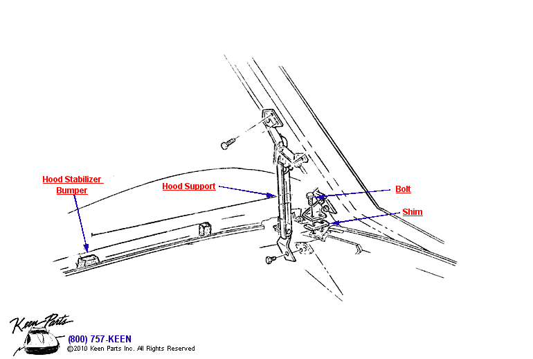 Hood Support &amp; Bumper Diagram for a 1980 Corvette