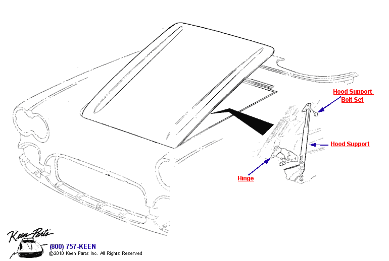 Hood Support Diagram for a 1982 Corvette