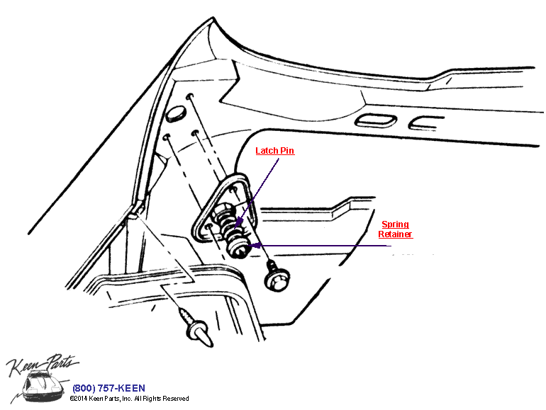 Hood Latch Diagram for a 2014 Corvette