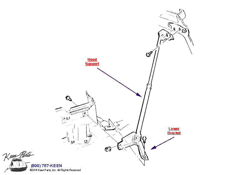 Hood Support Diagram for a 1990 Corvette