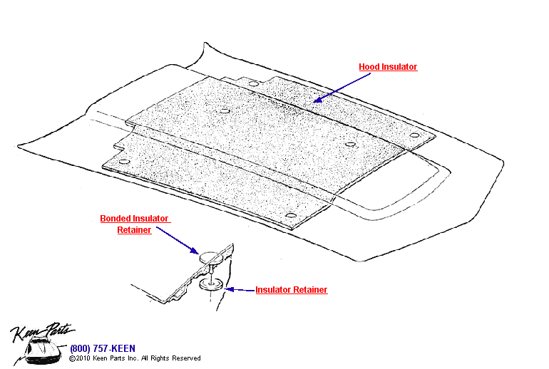 Hood Insulator Diagram for a 1970 Corvette