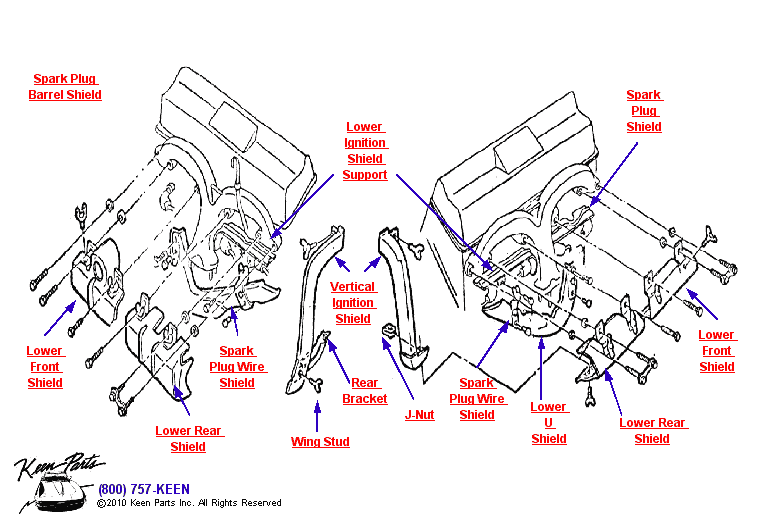 Ignition Shields Diagram for a 1993 Corvette