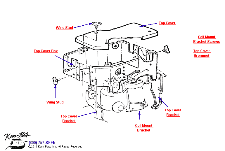 Ignition Shield Top Cover Diagram for a 1968 Corvette