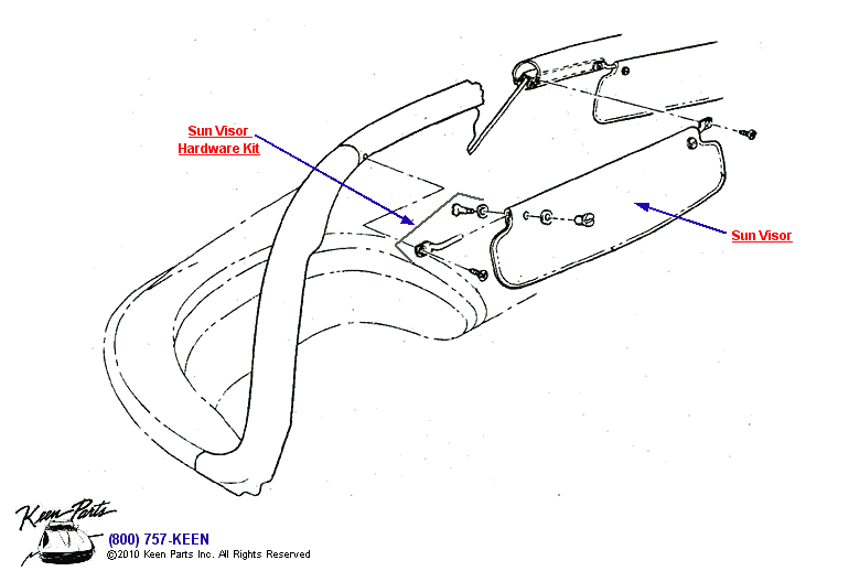 Sun Visor Diagram for a 2022 Corvette
