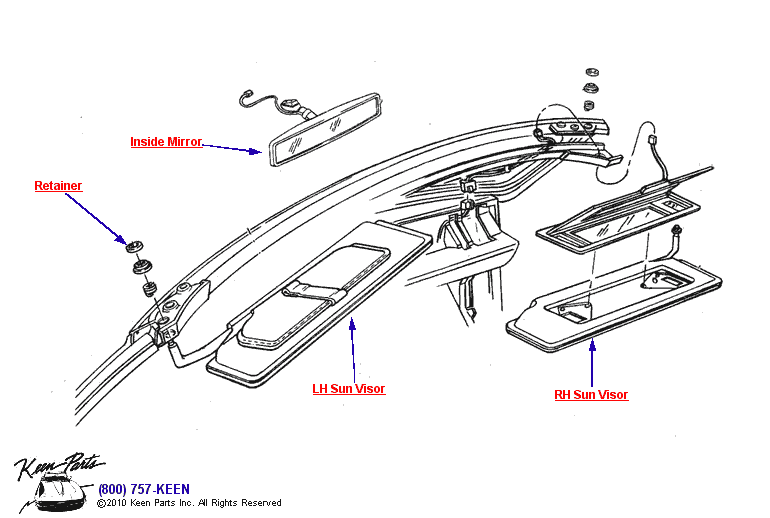 Interior Mirror Diagram for a 2015 Corvette
