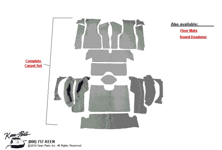 Convertible Carpet Sets Diagram for a 1964 Corvette