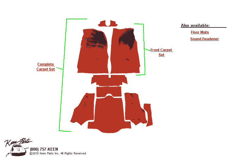 Coupe Carpet Sets Diagram for a 1966 Corvette