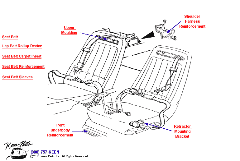 Seats &amp; Belts Diagram for a 1975 Corvette