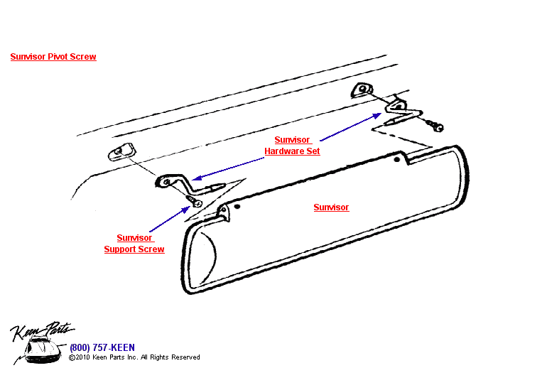 Sunvisor Diagram for a 1970 Corvette