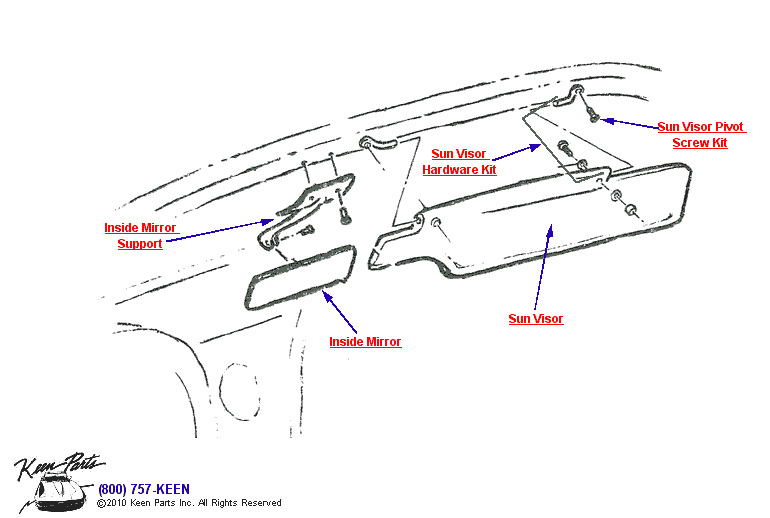 Inside Mirror Diagram for All Corvette Years